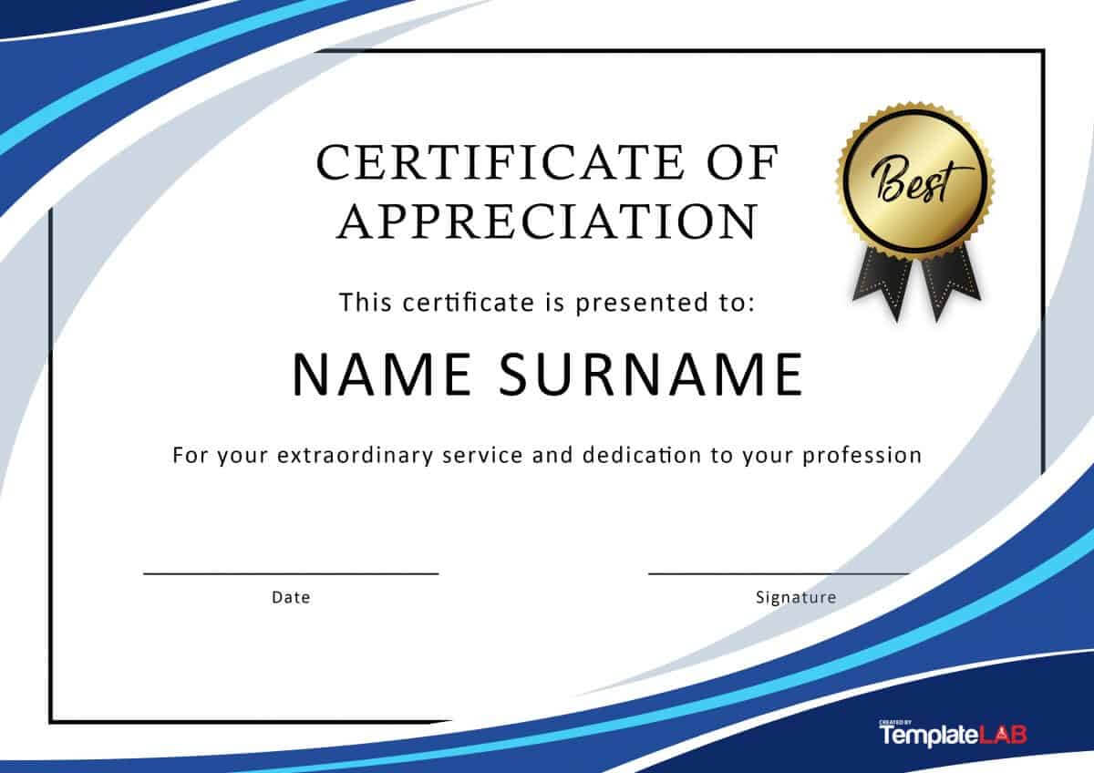 30 Free Certificate Of Appreciation Templates And Letters Regarding Sample Certificate Of Recognition Template