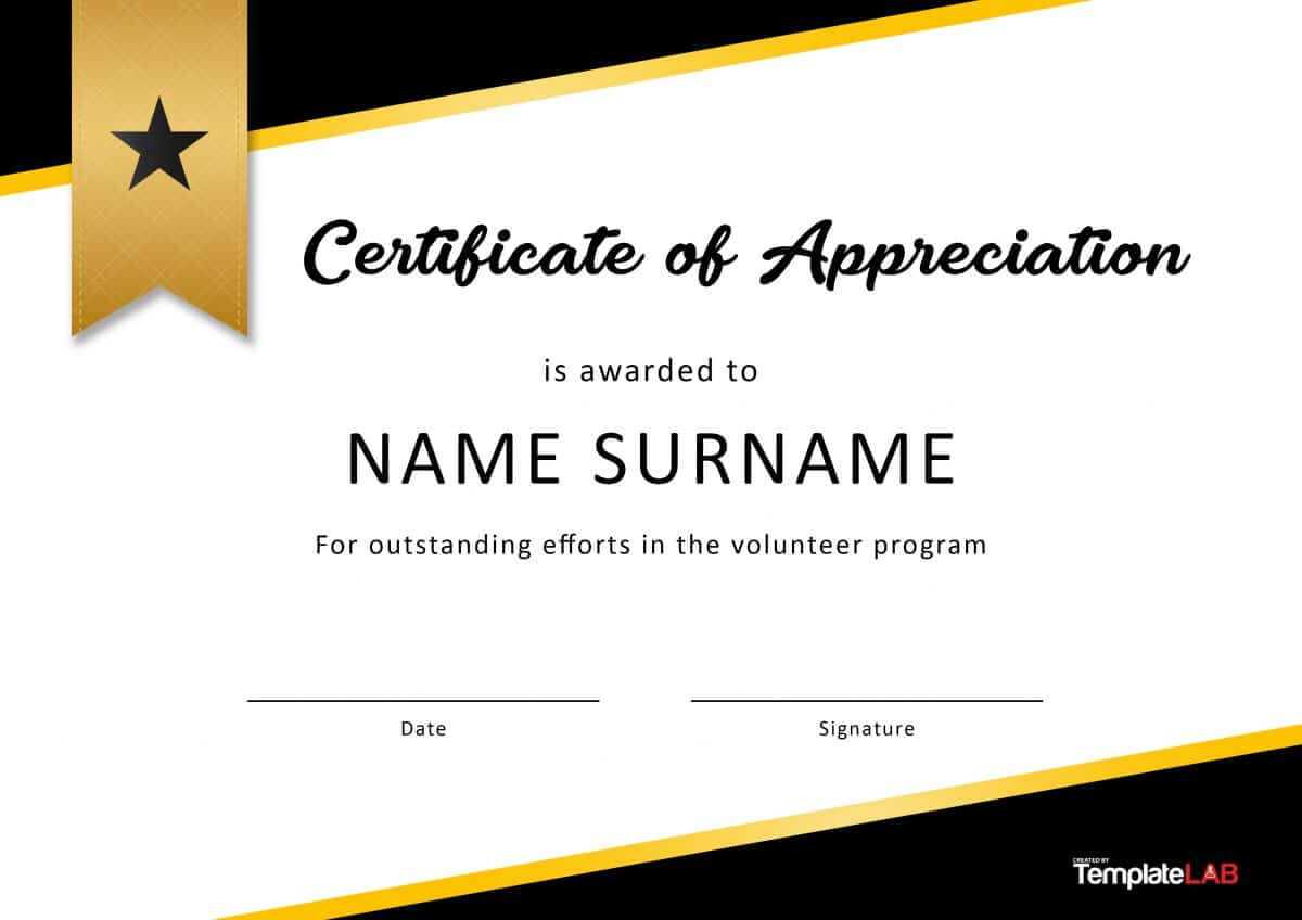 30 Free Certificate Of Appreciation Templates And Letters Throughout Volunteer Certificate Templates