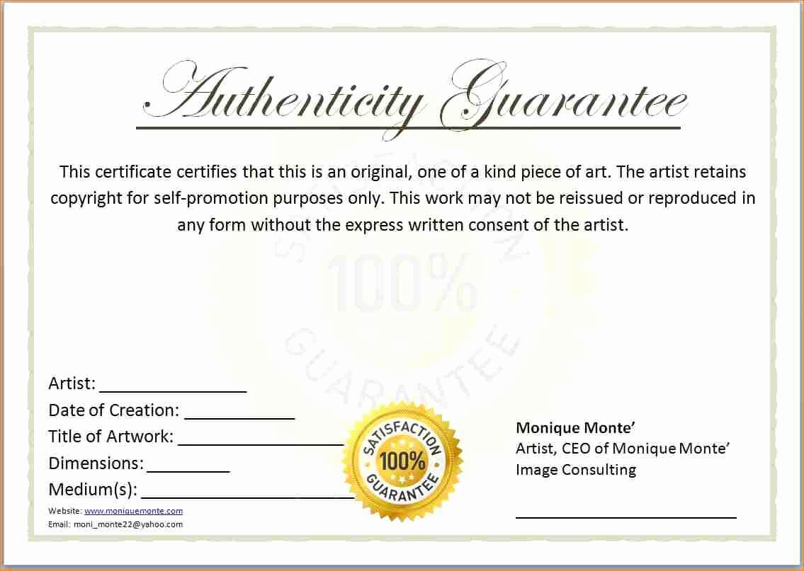 30 Free Certificate Of Authenticity Template | Pryncepality With Certificate Of Authenticity Template