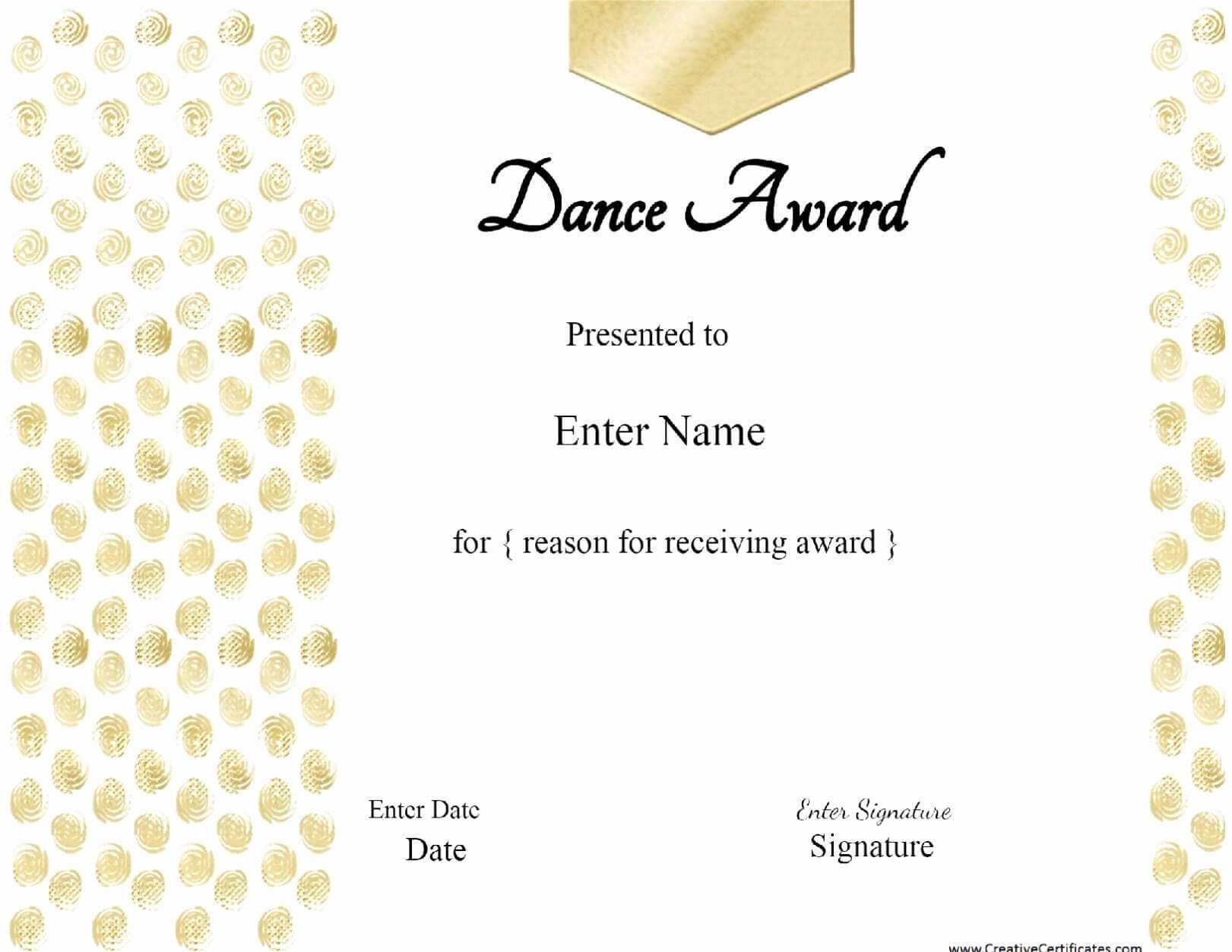 30 Free Printable Dance Certificates | Pryncepality With Regard To Dance Certificate Template