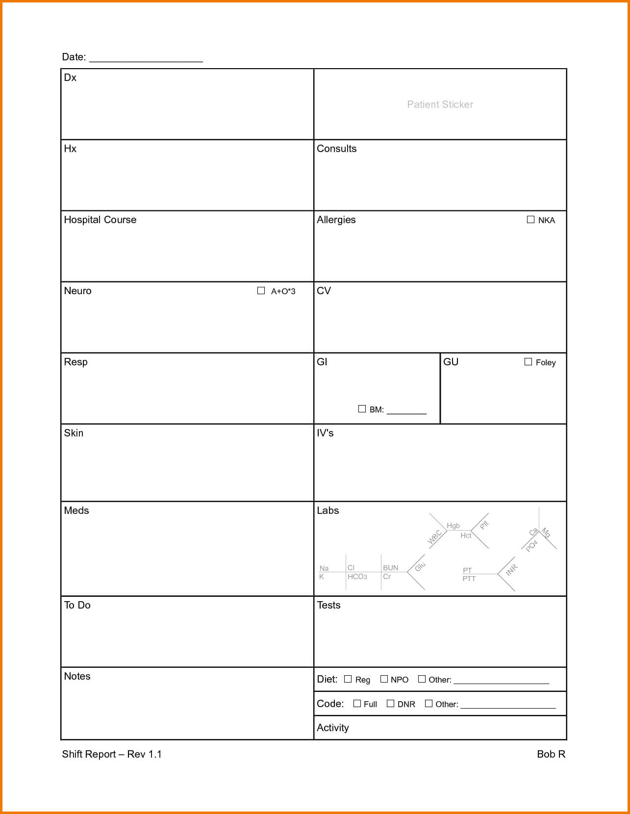 30 Images Of Blank Nursing Report Sheet Template | Dinapix In Icu Report Template