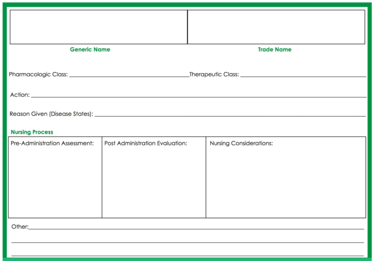 30 Nursing Drug Card Template Simple Template Design Inside Medication Card Template