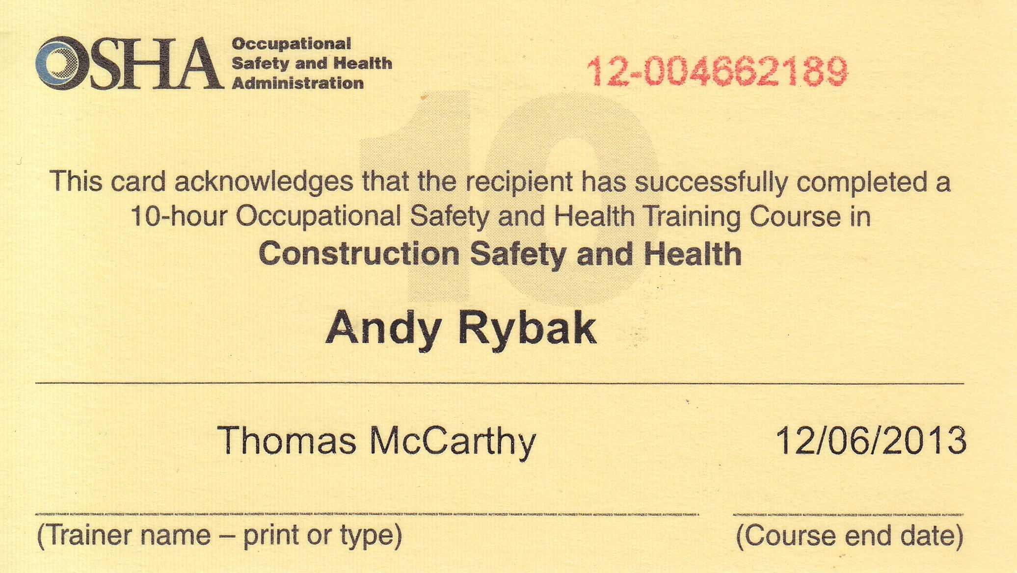 osha 10 card