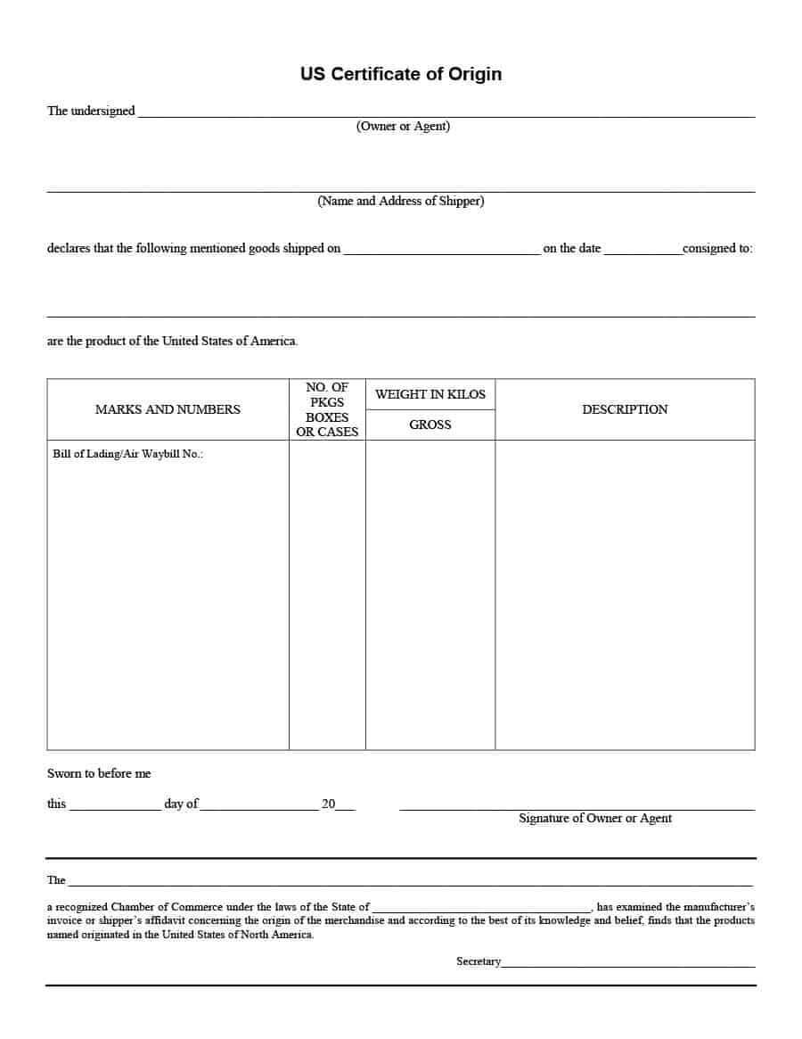 30 Printable Certificate Of Origin Templates (100% Free) ᐅ Regarding Certificate Of Origin Form Template