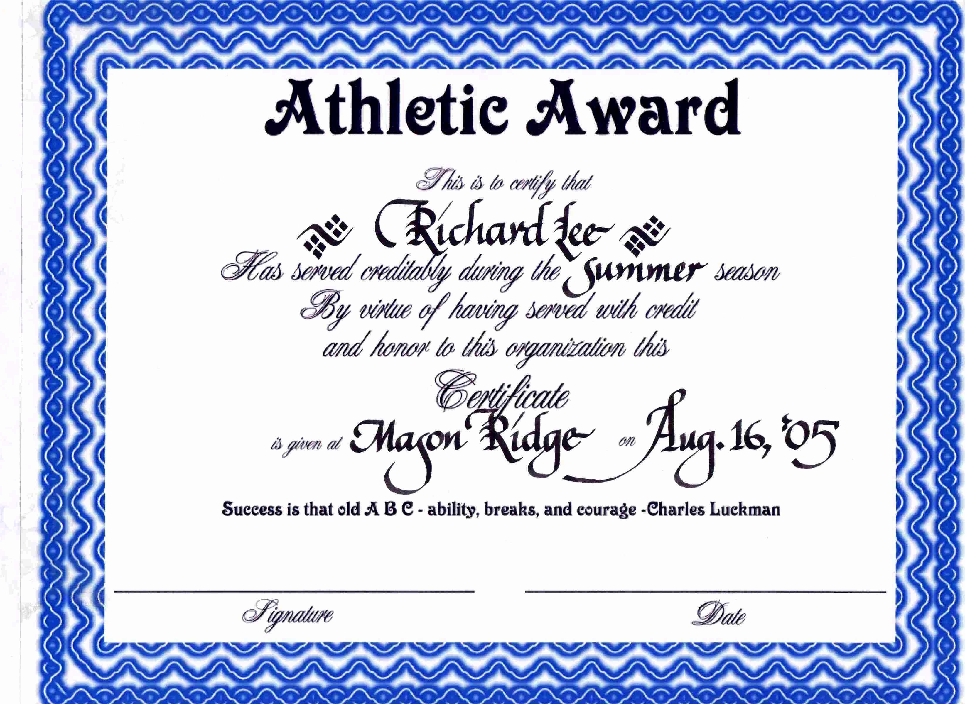 30 Sports Awards Certificate Template | Pryncepality For Athletic Certificate Template