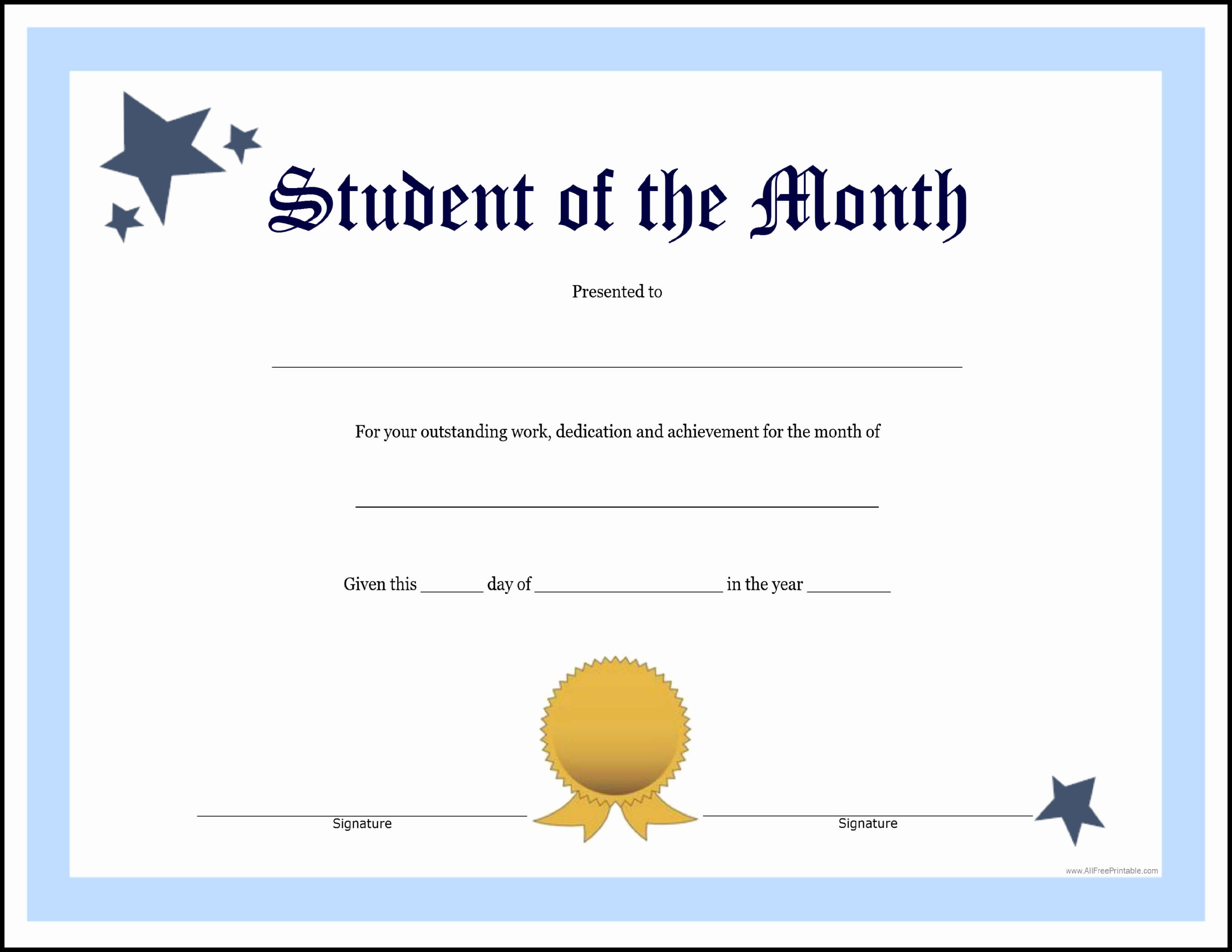 30 Student Of The Month Certificate Template | Pryncepality Within Free Printable Student Of The Month Certificate Templates