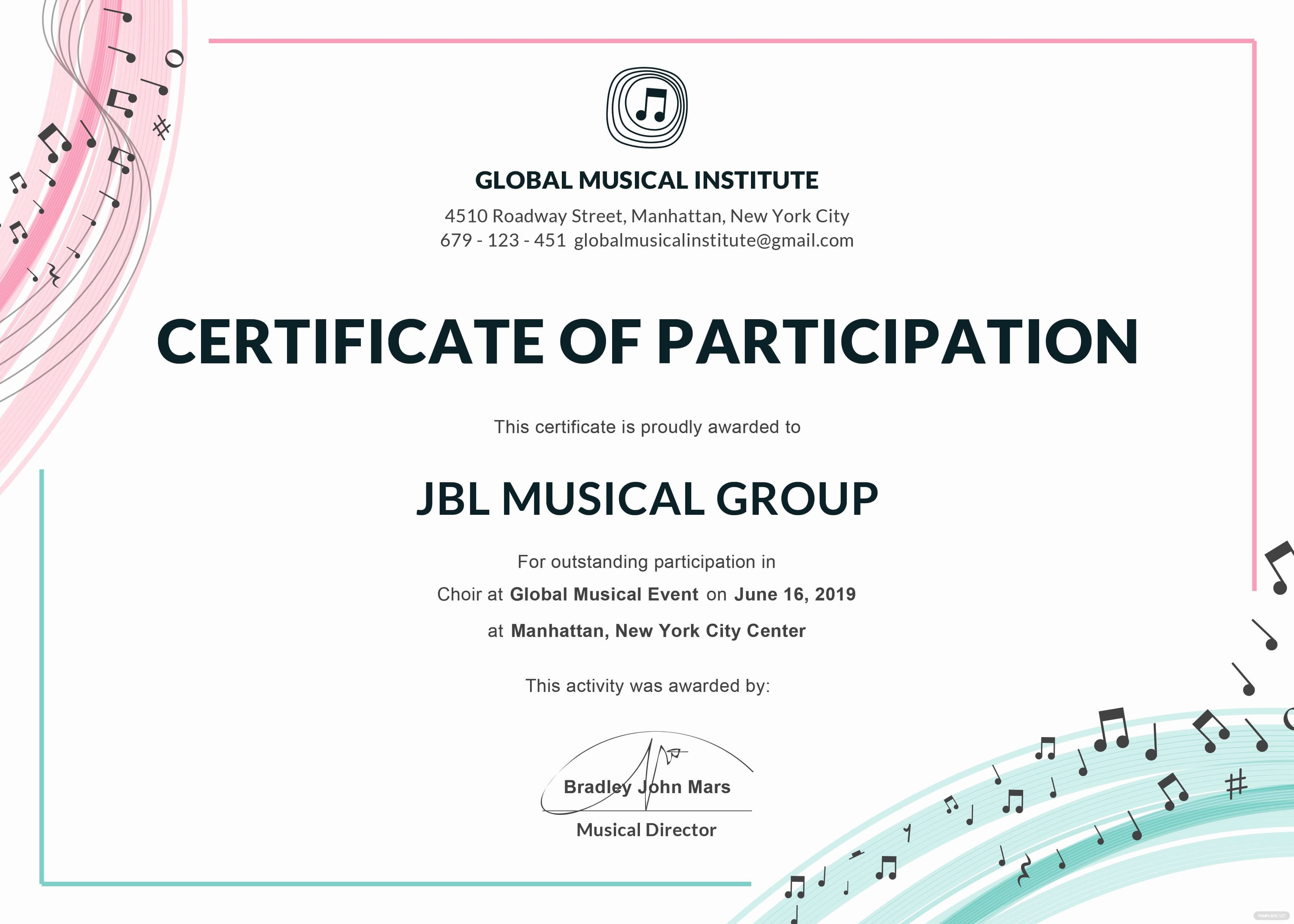 30 Talent Show Participation Certificate | Pryncepality Intended For Choir Certificate Template