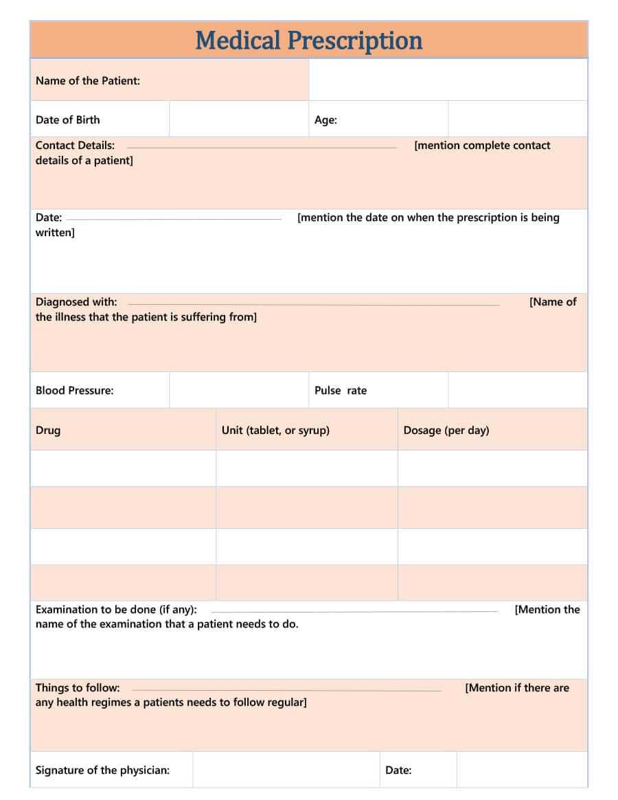 32 Real & Fake Prescription Templates – Printable Templates For Doctors Prescription Template Word