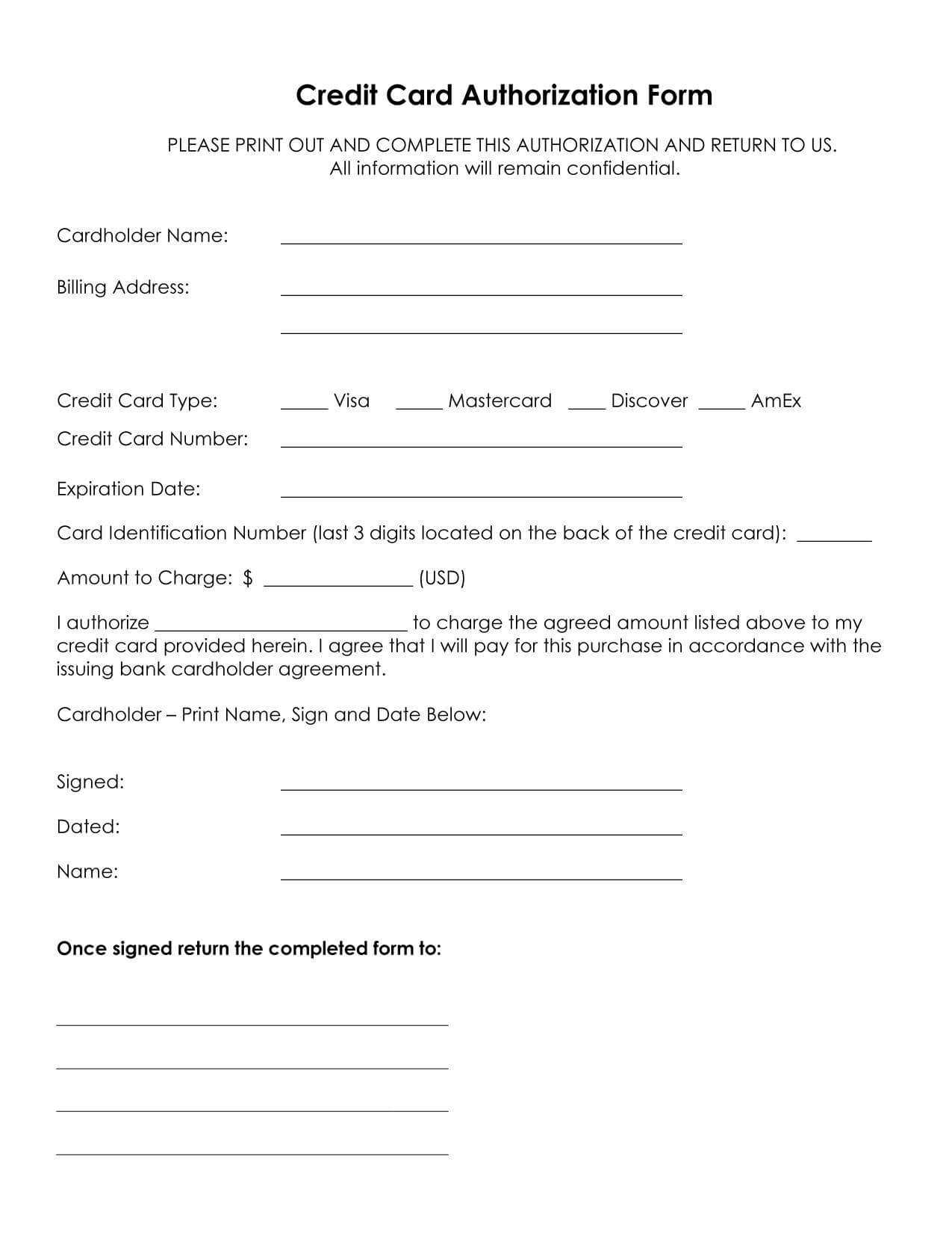 33+ Credit Card Authorization Form Template Download (Pdf, Word) For Credit Card Billing Authorization Form Template