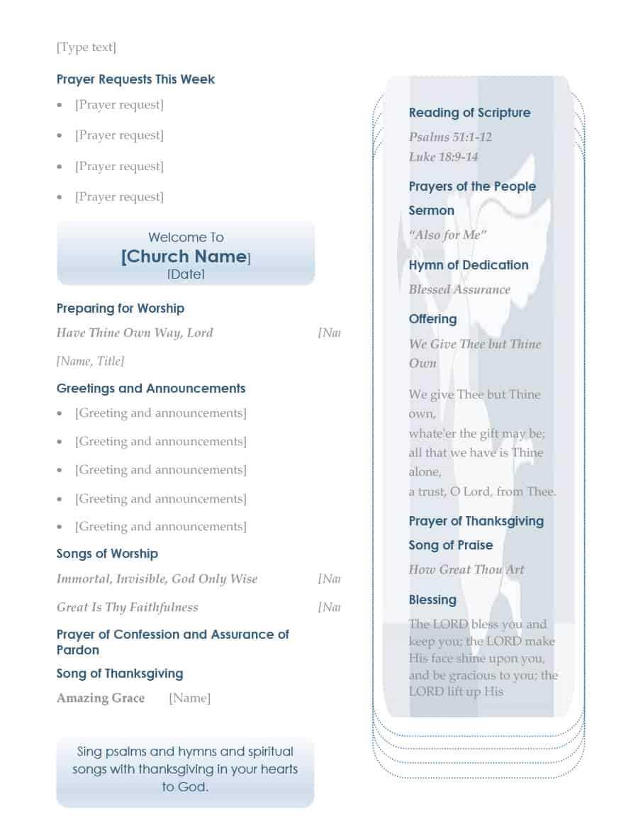 33 Free Church Bulletin Templates (+Church Programs) ᐅ Throughout Church Program Templates Word