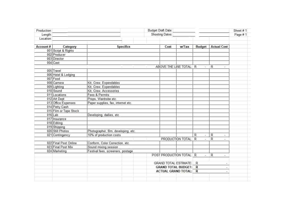33 Free Film Budget Templates (Excel, Word) ᐅ Template Lab Intended For Shooting Script Template Word