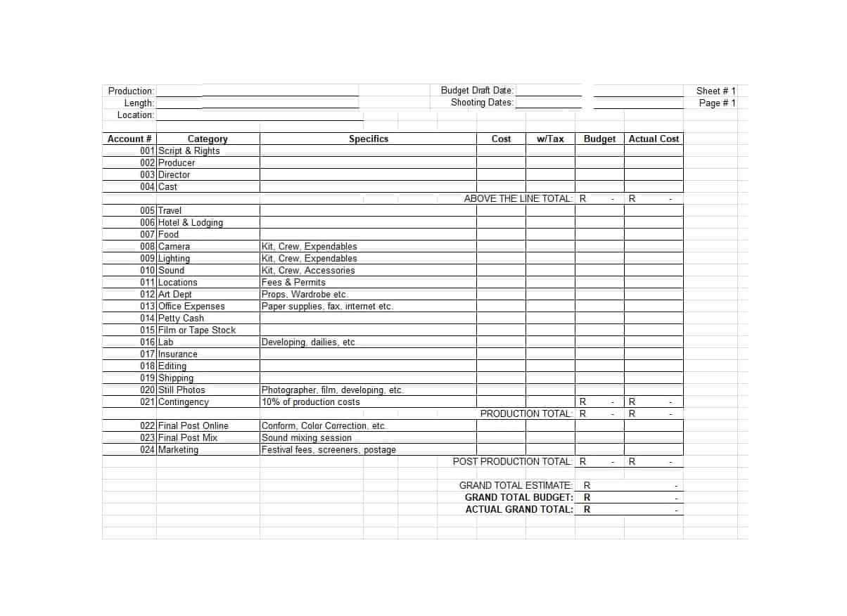 33 Free Film Budget Templates (Excel, Word) ᐅ Template Lab Intended For Shooting Script Template Word