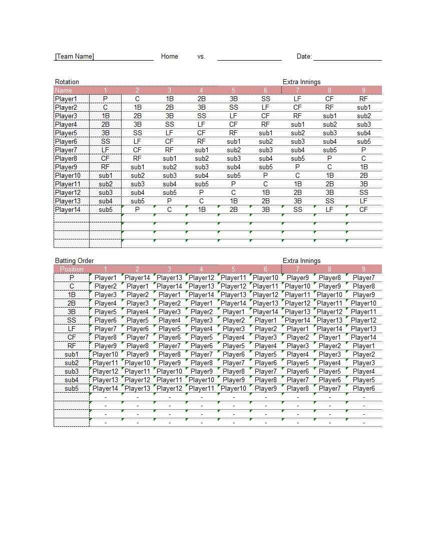 33 Printable Baseball Lineup Templates [Free Download] ᐅ Throughout Dugout Lineup Card Template