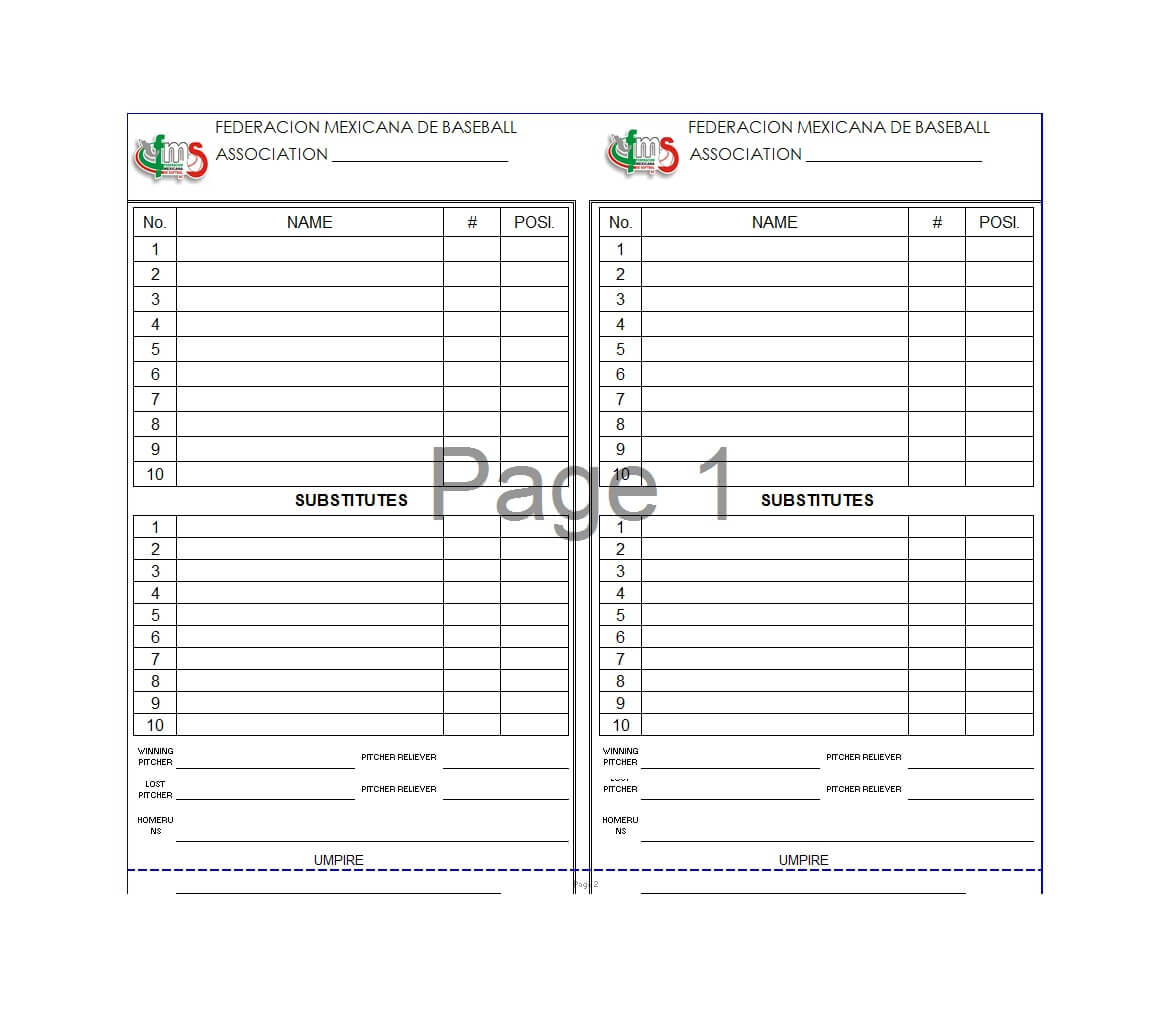 33 Printable Baseball Lineup Templates [Free Download] ᐅ Within Dugout Lineup Card Template