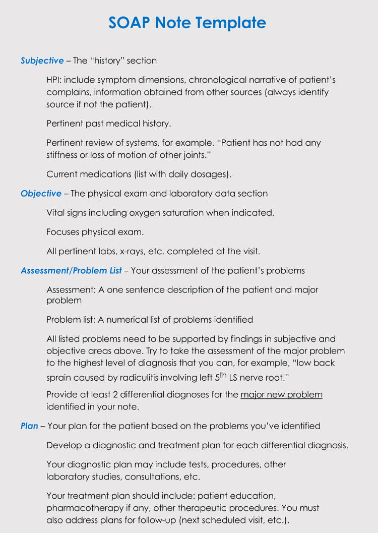 35+ Soap Note Examples (Blank Formats & Writing Tips) In History And Physical Template Word