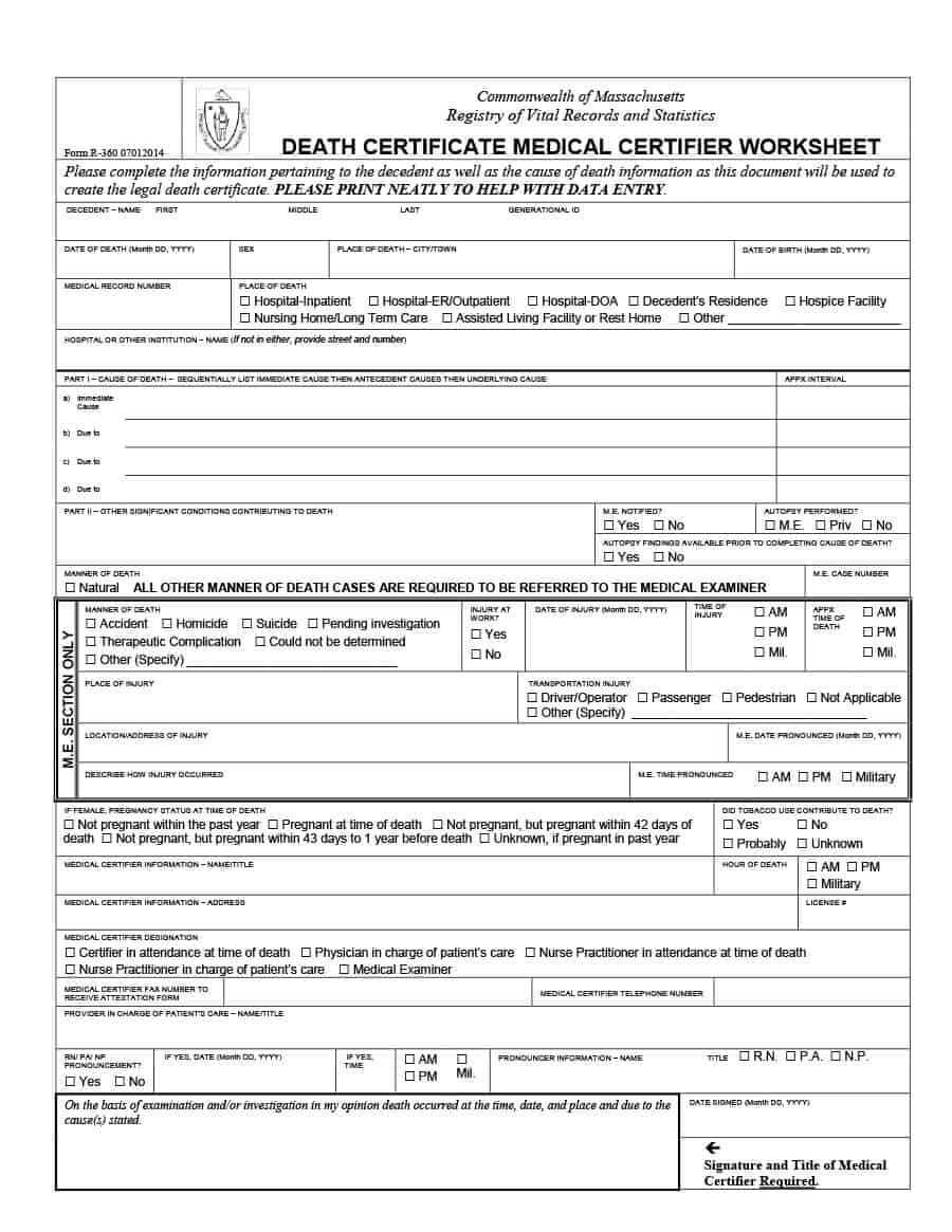 37 Blank Death Certificate Templates [100% Free] ᐅ Template Lab Pertaining To Fake Death Certificate Template