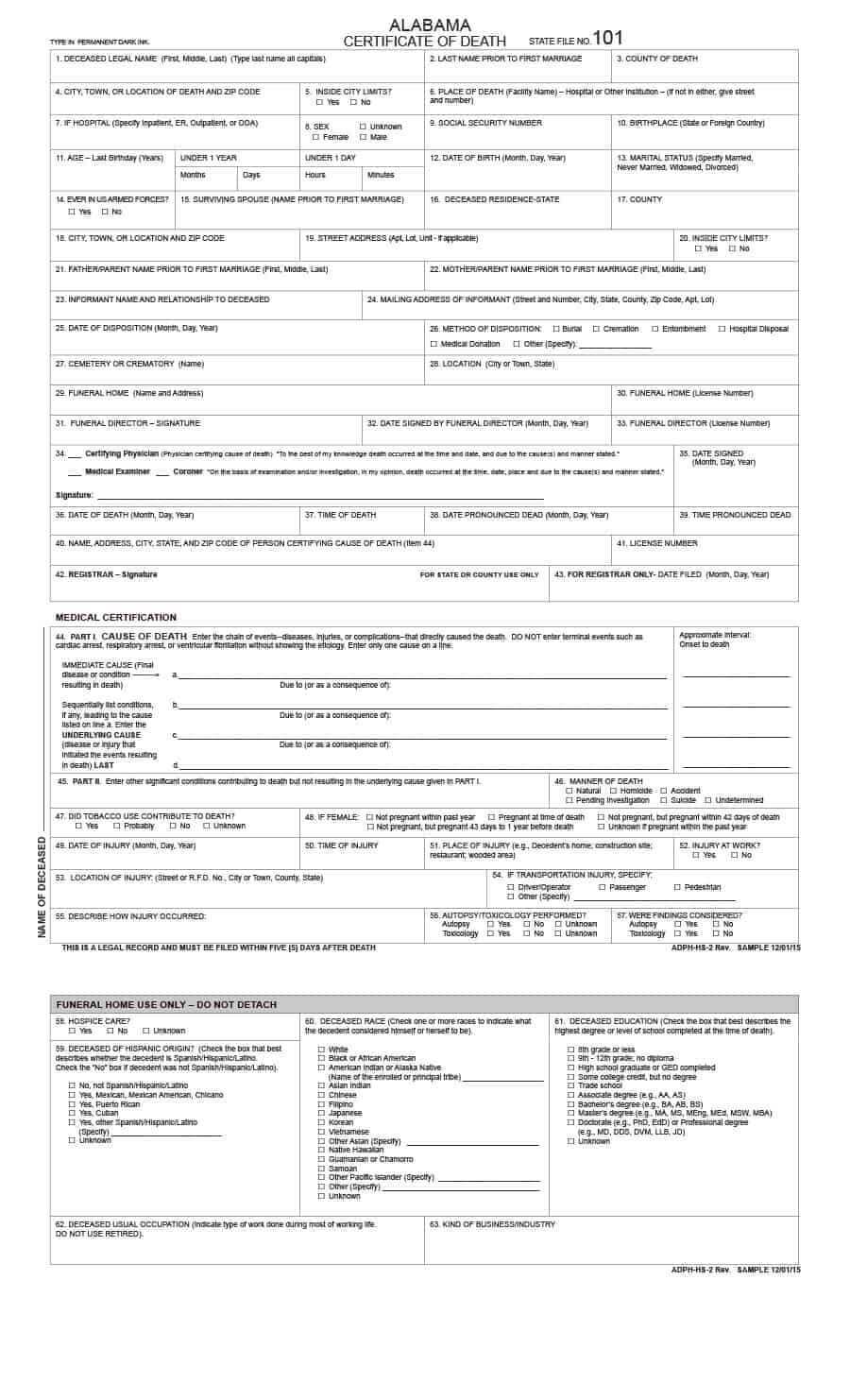 37 Blank Death Certificate Templates [100% Free] ᐅ Template Lab Throughout Fake Death Certificate Template