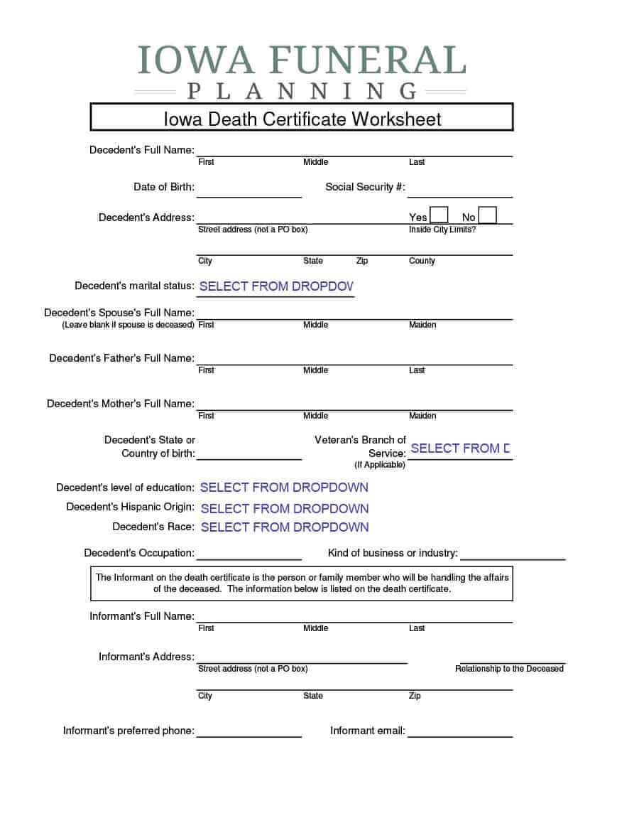 37 Blank Death Certificate Templates [100% Free] ᐅ Template Lab With Fake Death Certificate Template