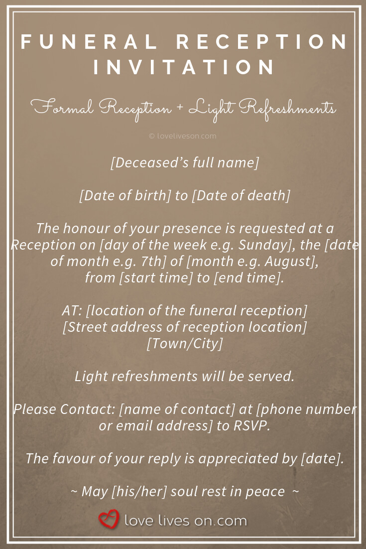 39 Best Funeral Reception Invitations | Funeral Reception In In Funeral Invitation Card Template