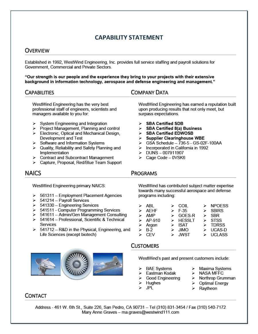 39 Effective Capability Statement Templates (+ Examples) ᐅ Intended For Capability Statement Template Word