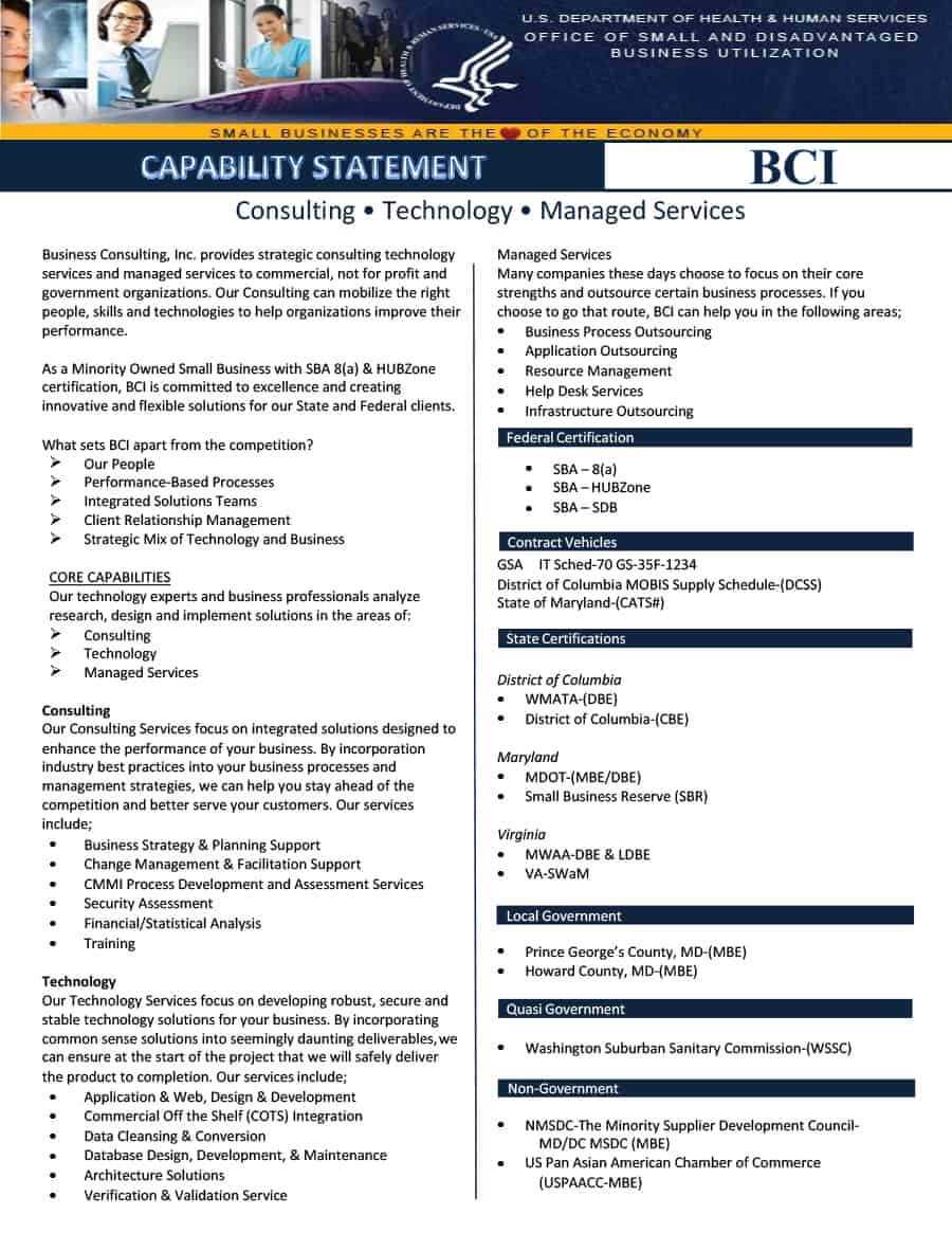 39 Effective Capability Statement Templates (+ Examples) ᐅ Throughout Capability Statement Template Word