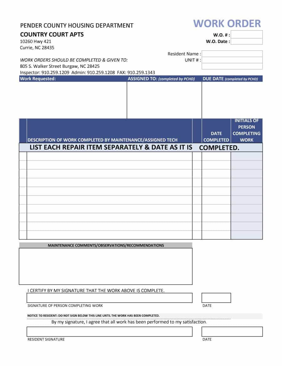 39+ Work Order Templates Download – Pdf Work Order Format! Pertaining To Service Job Card Template