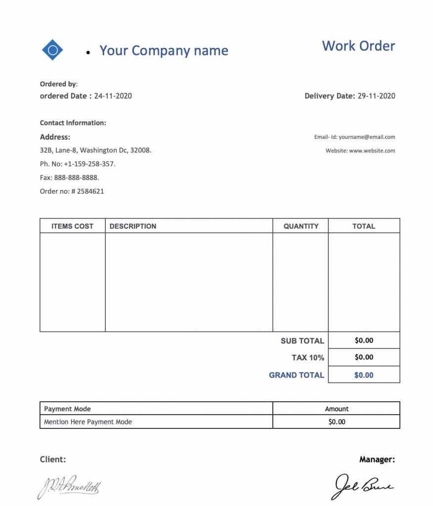 39+ Work Order Templates Download – Pdf Work Order Format! Within Service Job Card Template