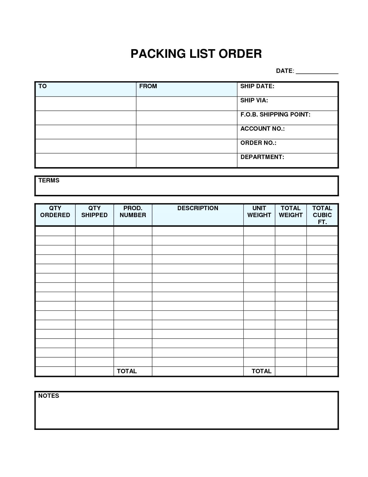 4 Best Images Of Printable List Forms Blank Free Packing Throughout Blank Packing List Template