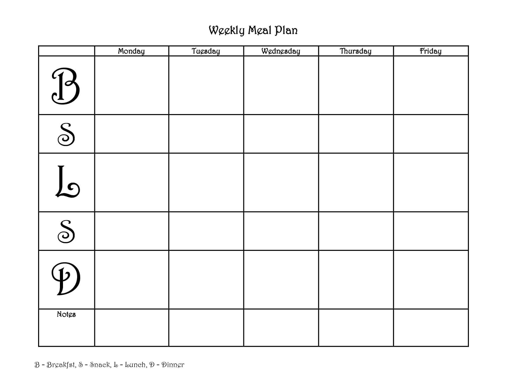 4+ Free Blank Printable Weekly Meal Planner In Pdf & Word Throughout Weekly Meal Planner Template Word