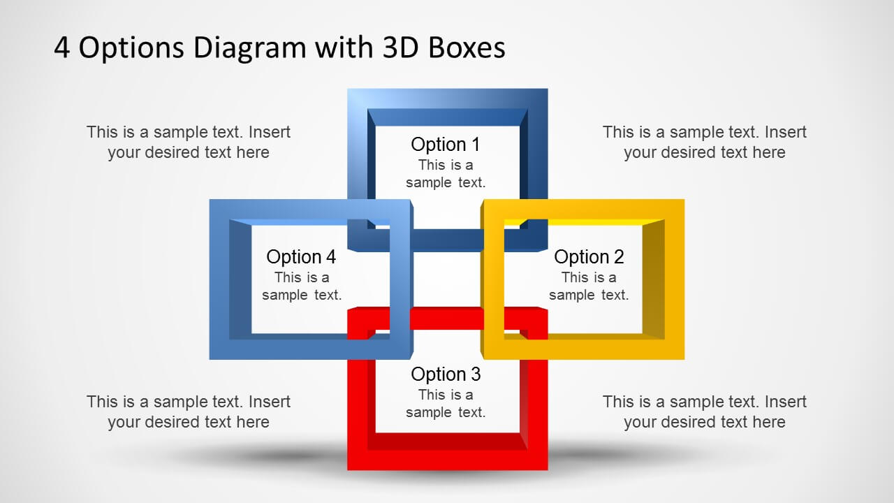 4 Options Diagram Template For Powerpoint With 3D Boxes For What Is A Template In Powerpoint