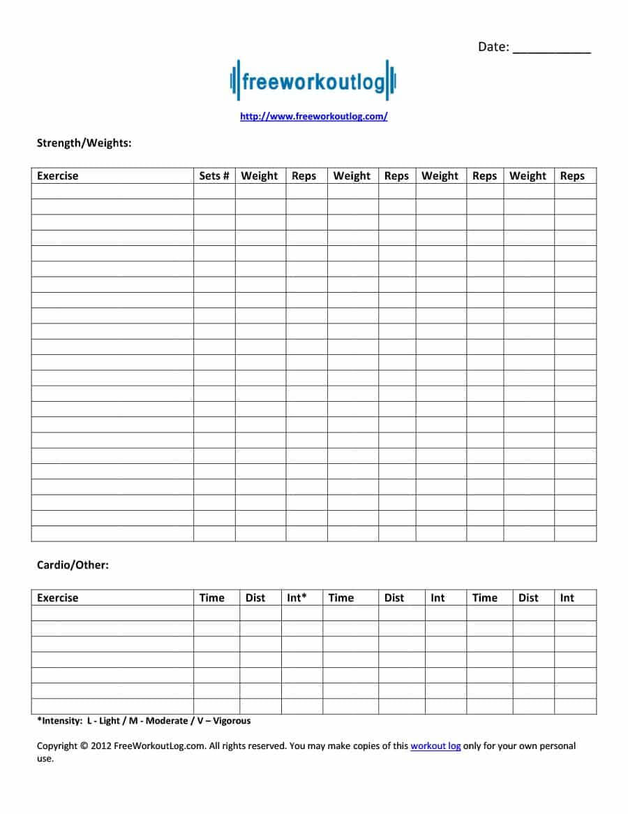 40+ Effective Workout Log & Calendar Templates ᐅ Template Lab Regarding Blank Workout Schedule Template