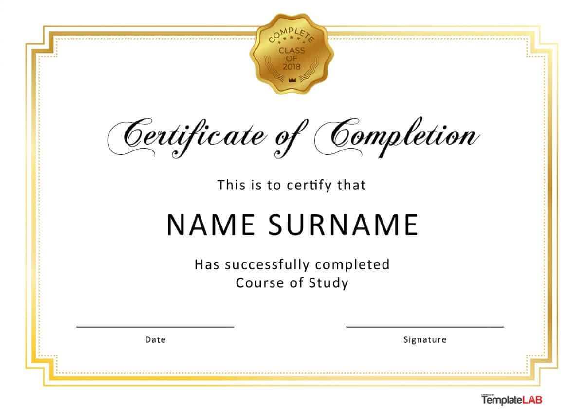 40 Fantastic Certificate Of Completion Templates [Word With Blank Certificate Of Achievement Template