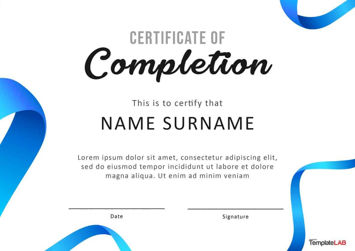 40 Fantastic Certificate Of Completion Templates [Word With Regard To Attendance Certificate Template Word
