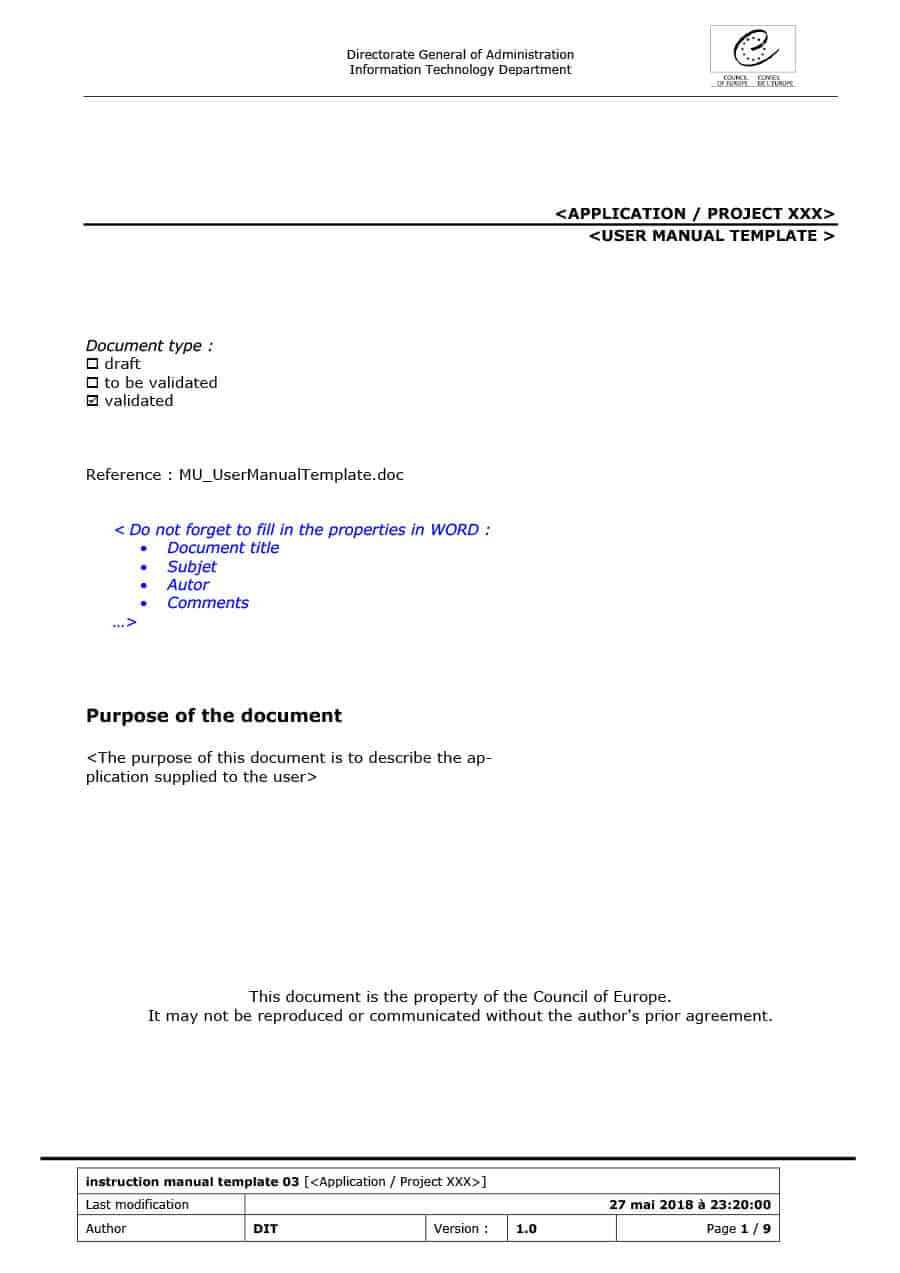 40 Free Instruction Manual Templates [Operation / User Manual] Within Training Documentation Template Word