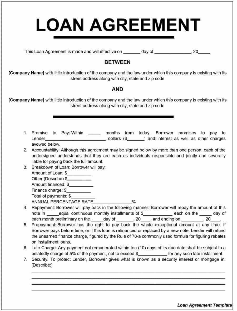 40+ Free Loan Agreement Templates [Word & Pdf] ᐅ Template Lab Regarding Blank Loan Agreement Template