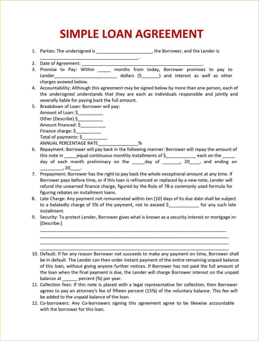 40+ Free Loan Agreement Templates [Word & Pdf] ᐅ Template Lab Regarding Blank Loan Agreement Template