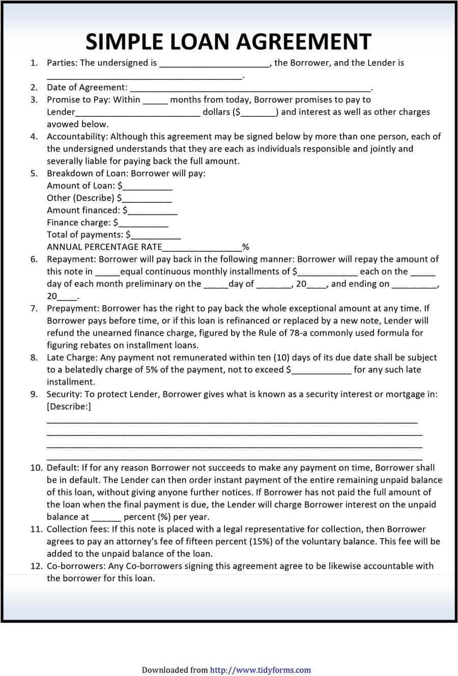 40+ Free Loan Agreement Templates [Word & Pdf] ᐅ Template Lab Regarding Blank Loan Agreement Template