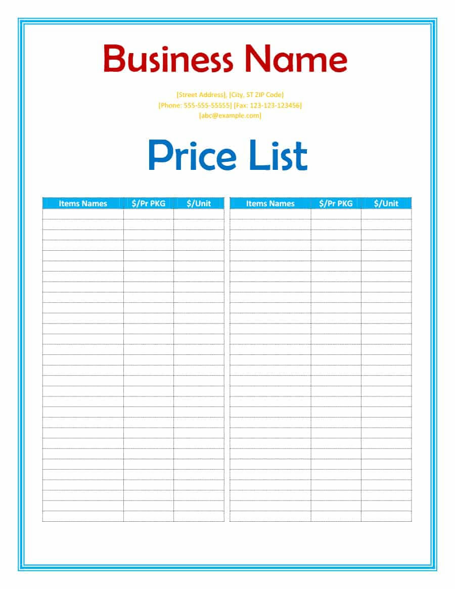 40 Free Price List Templates (Price Sheet Templates) ᐅ Intended For Rate Card Template Word