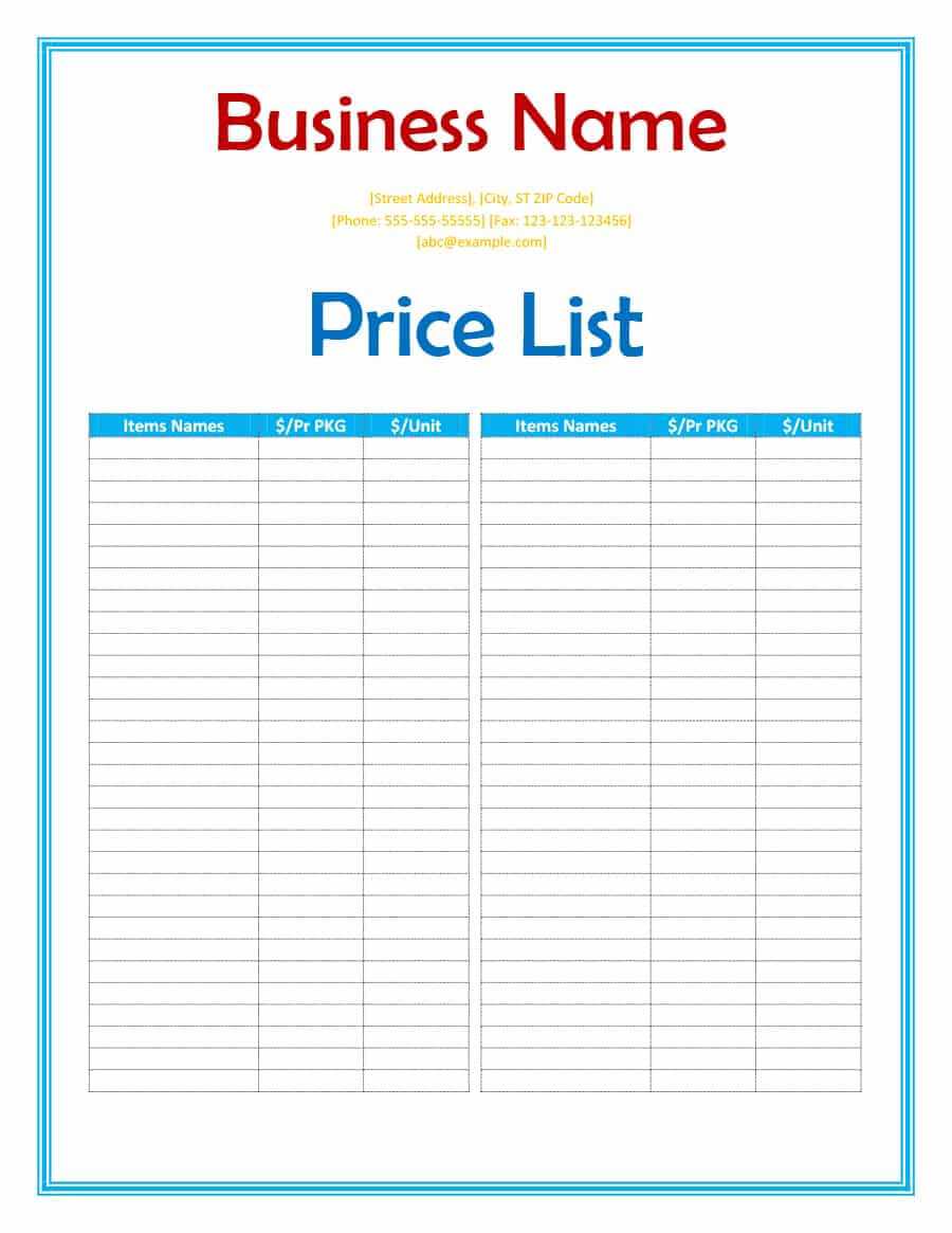 40 Free Price List Templates (Price Sheet Templates) ᐅ Intended For Rate Card Template Word