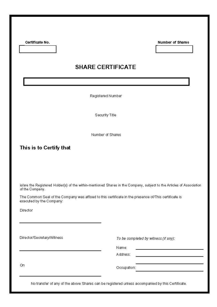 40+ Free Stock Certificate Templates (Word, Pdf) ᐅ Template Lab Intended For Blank Share Certificate Template Free