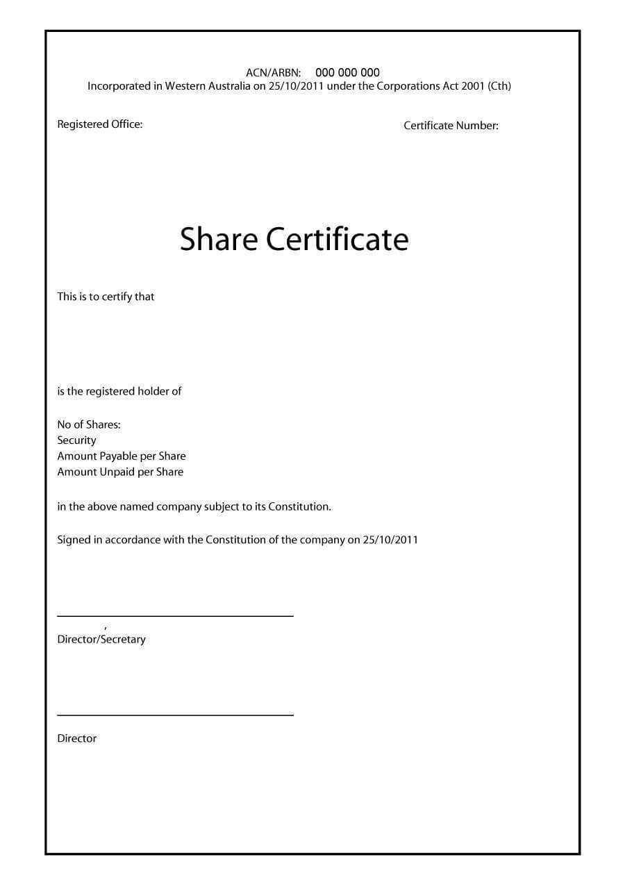 40+ Free Stock Certificate Templates (Word, Pdf) ᐅ Template Lab Regarding Shareholding Certificate Template