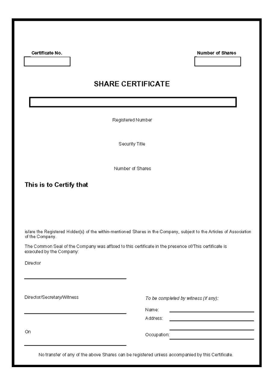 40+ Free Stock Certificate Templates (Word, Pdf) ᐅ Template Lab Throughout Template For Share Certificate