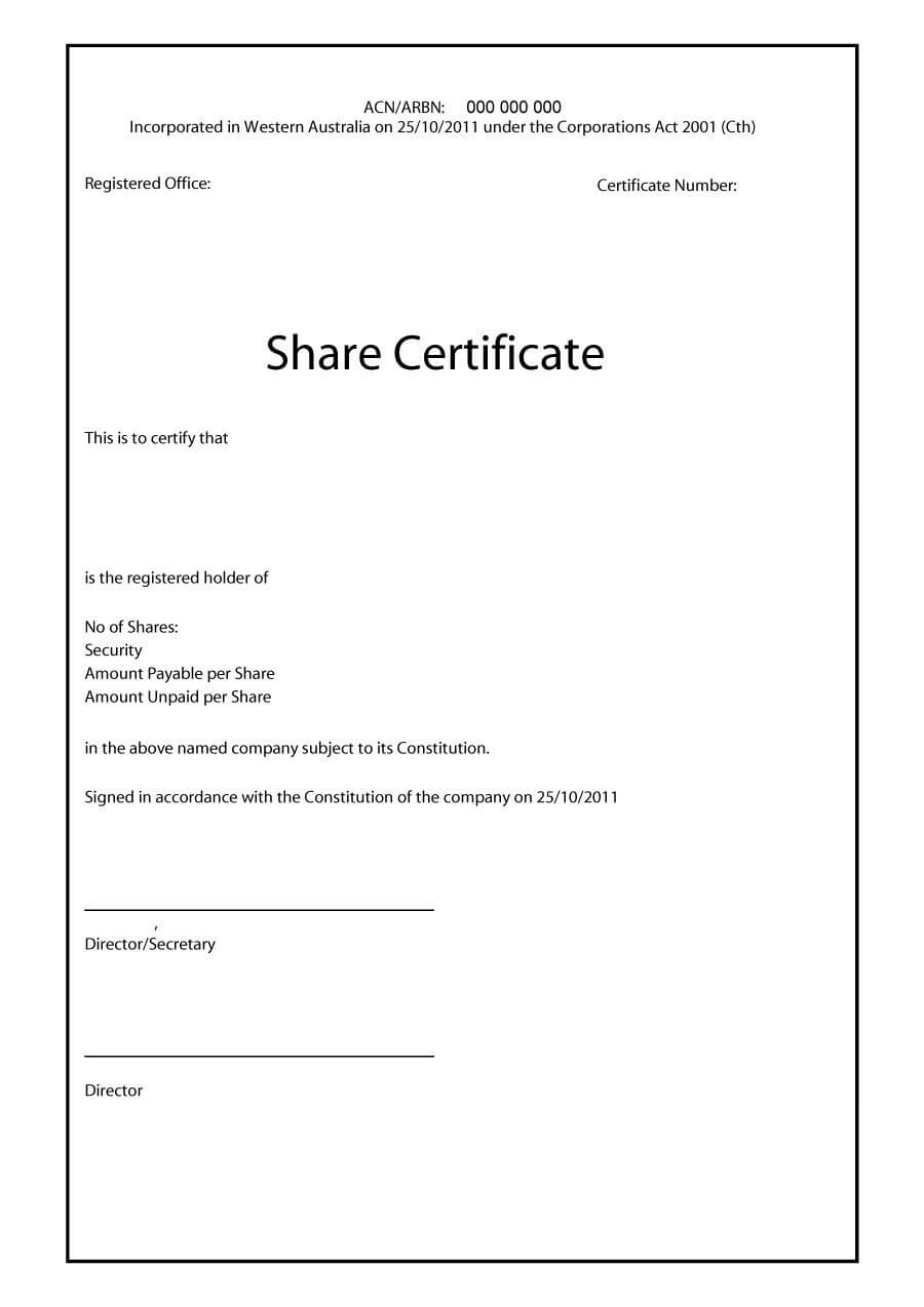 40+ Free Stock Certificate Templates (Word, Pdf) ᐅ Template Lab With Share Certificate Template Australia