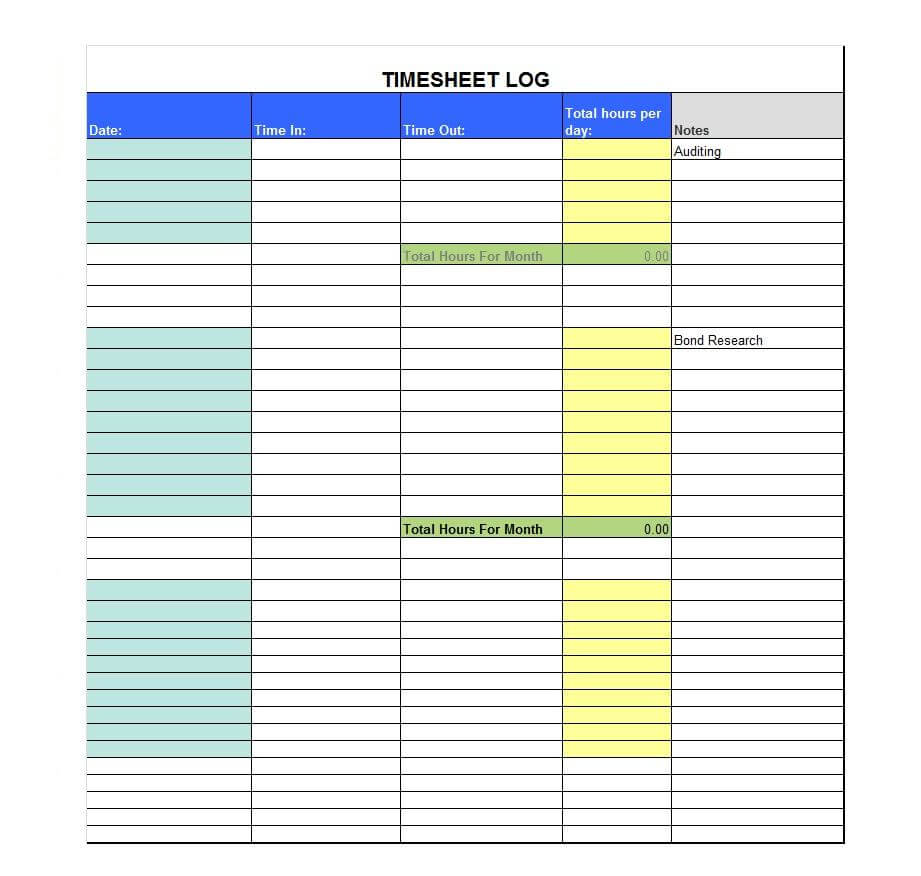 40 Free Timesheet Templates [In Excel] ᐅ Template Lab In Sample Job Cards Templates