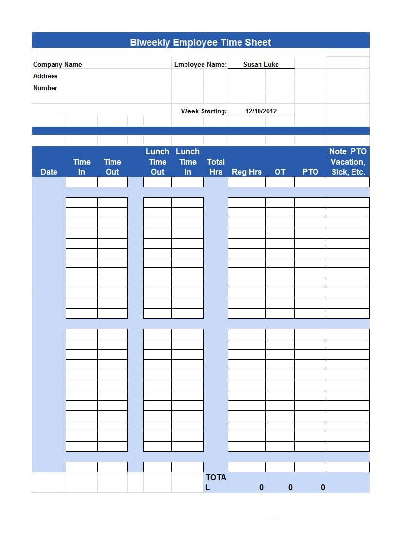 40 Free Timesheet Templates [In Excel] ᐅ Template Lab Regarding Sample Job Cards Templates