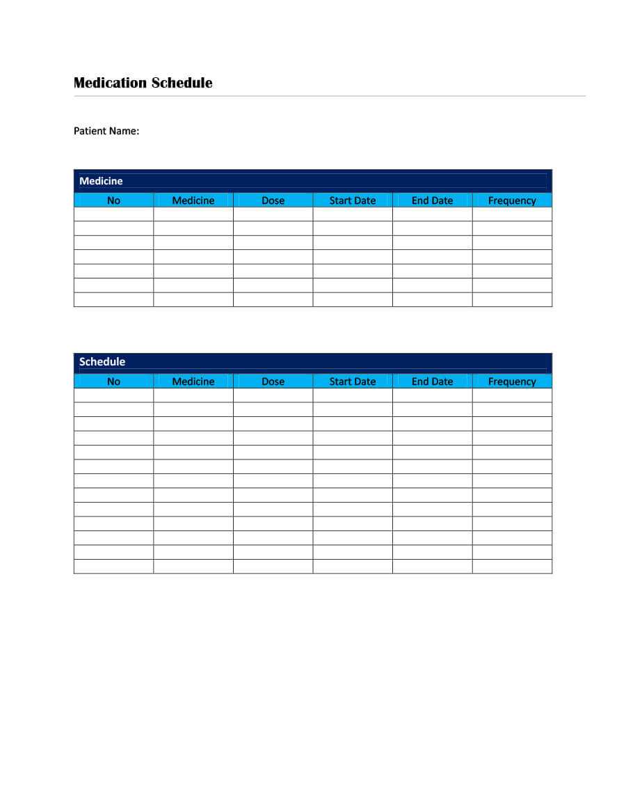 40 Great Medication Schedule Templates (+Medication Calendars) Inside Blank Medication List Templates