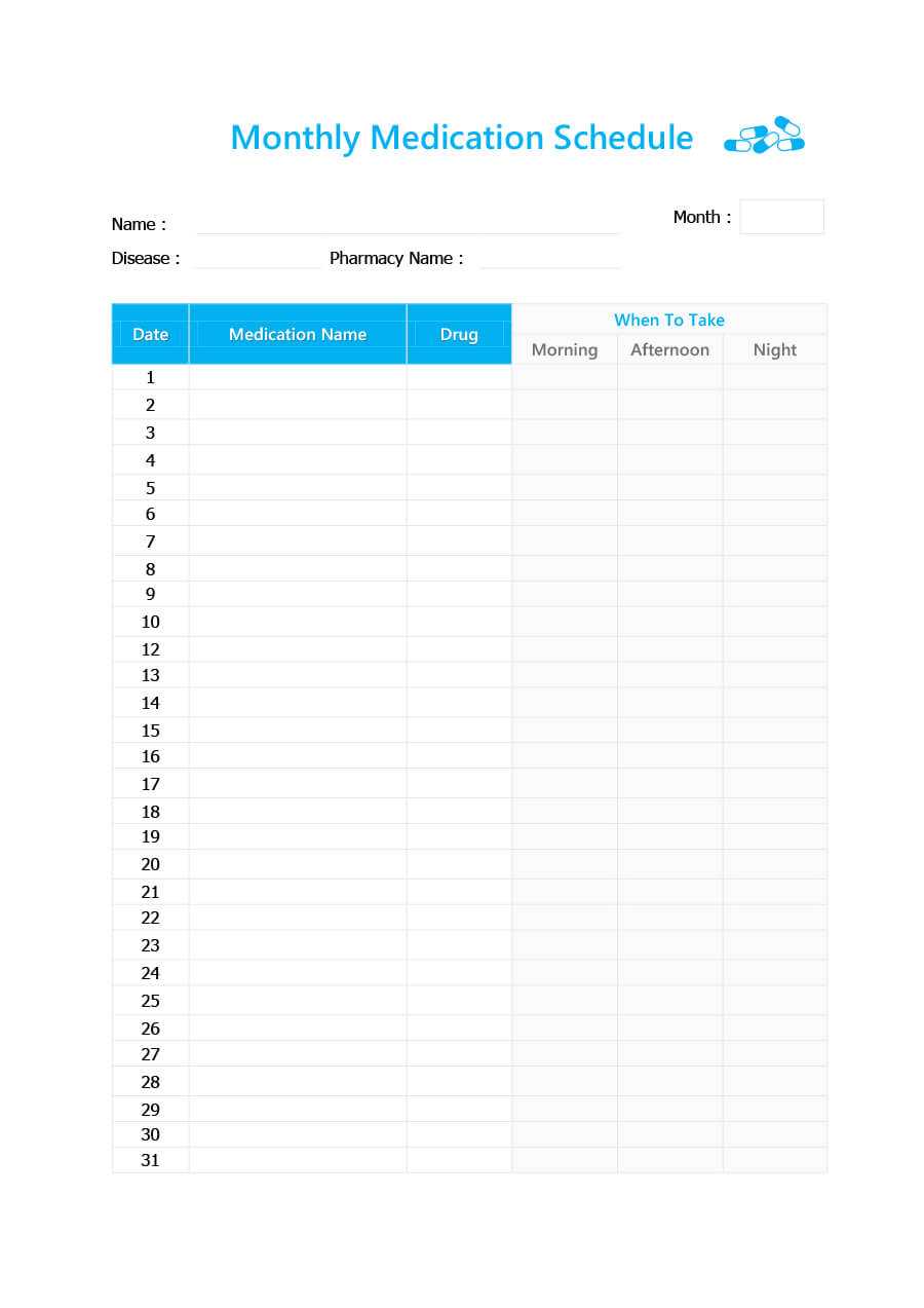 40 Great Medication Schedule Templates (+Medication Calendars) With Med Cards Template