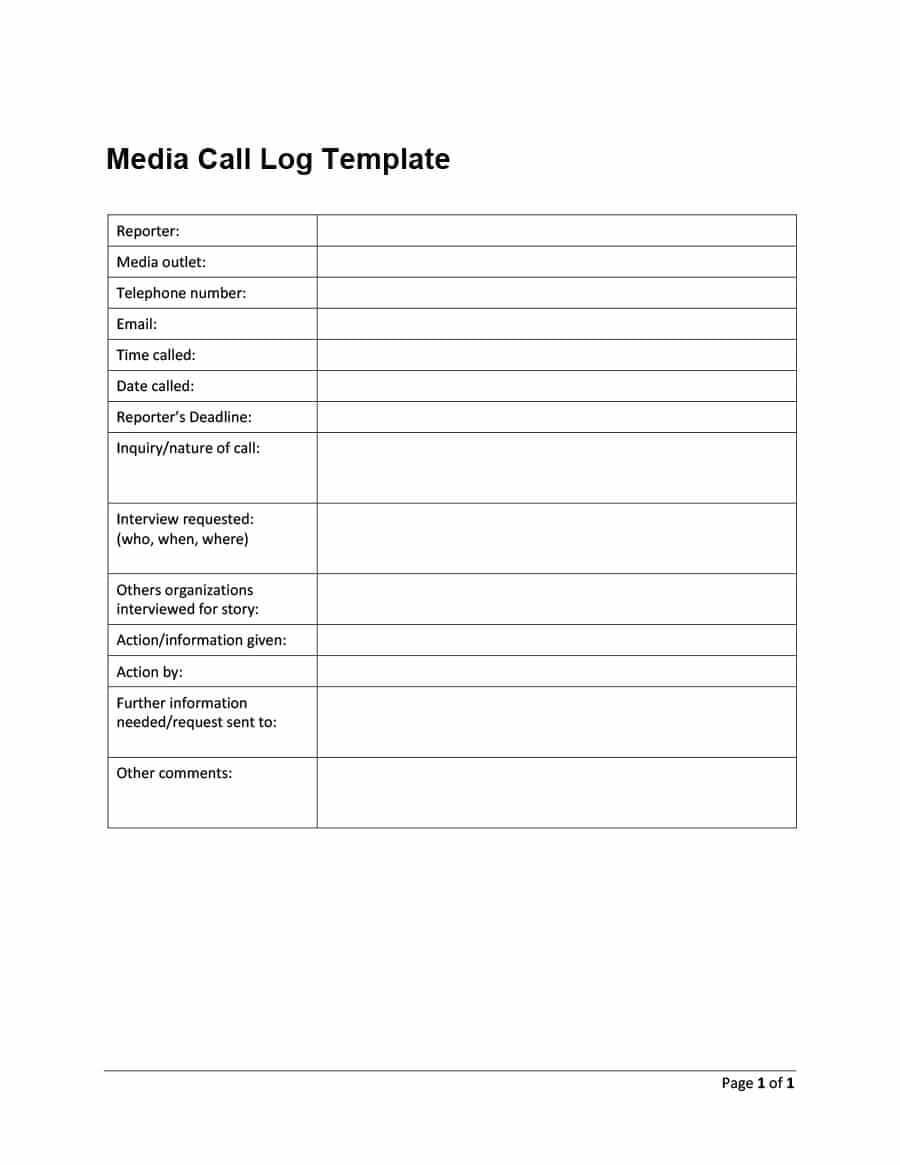 40+ Printable Call Log Templates In Microsoft Word And Excel Throughout Sales Rep Call Report Template
