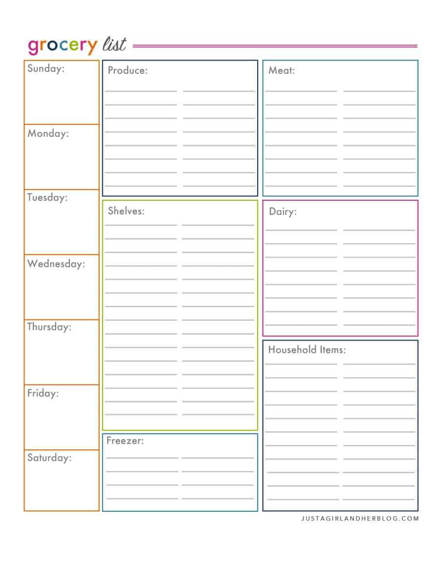 40+ Printable Grocery List Templates (Shopping List) ᐅ For Blank Grocery Shopping List Template