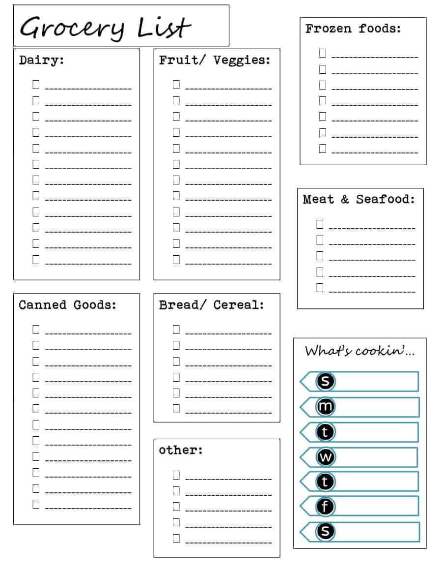 40+ Printable Grocery List Templates (Shopping List) ᐅ Regarding Blank Grocery Shopping List Template